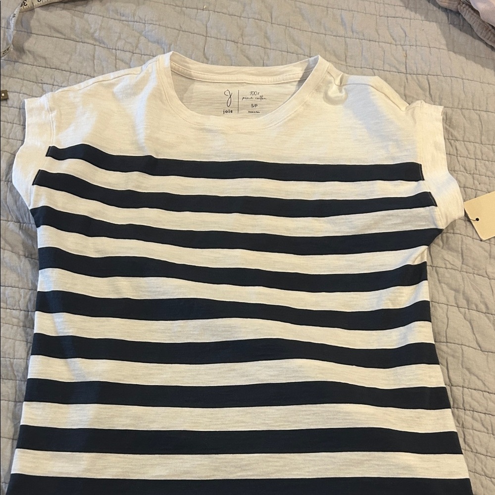 NWT Joie Short Sleeve Tee - Navy and White Stripes
